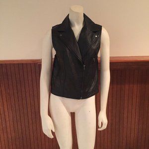 Silence + Noise Black Faux Leather Vest - Size: Small